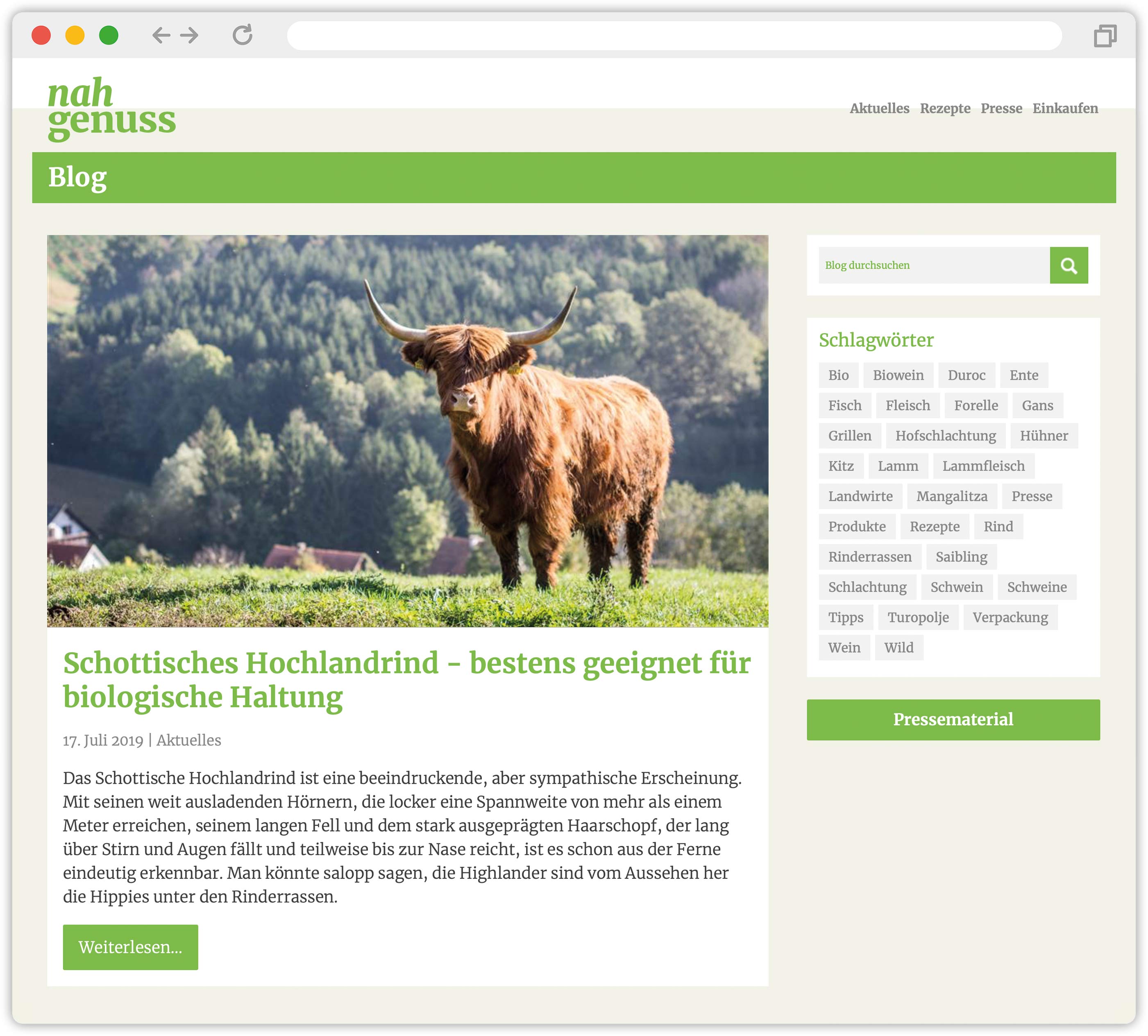 Screenshot vom Nahgenuss-Blog