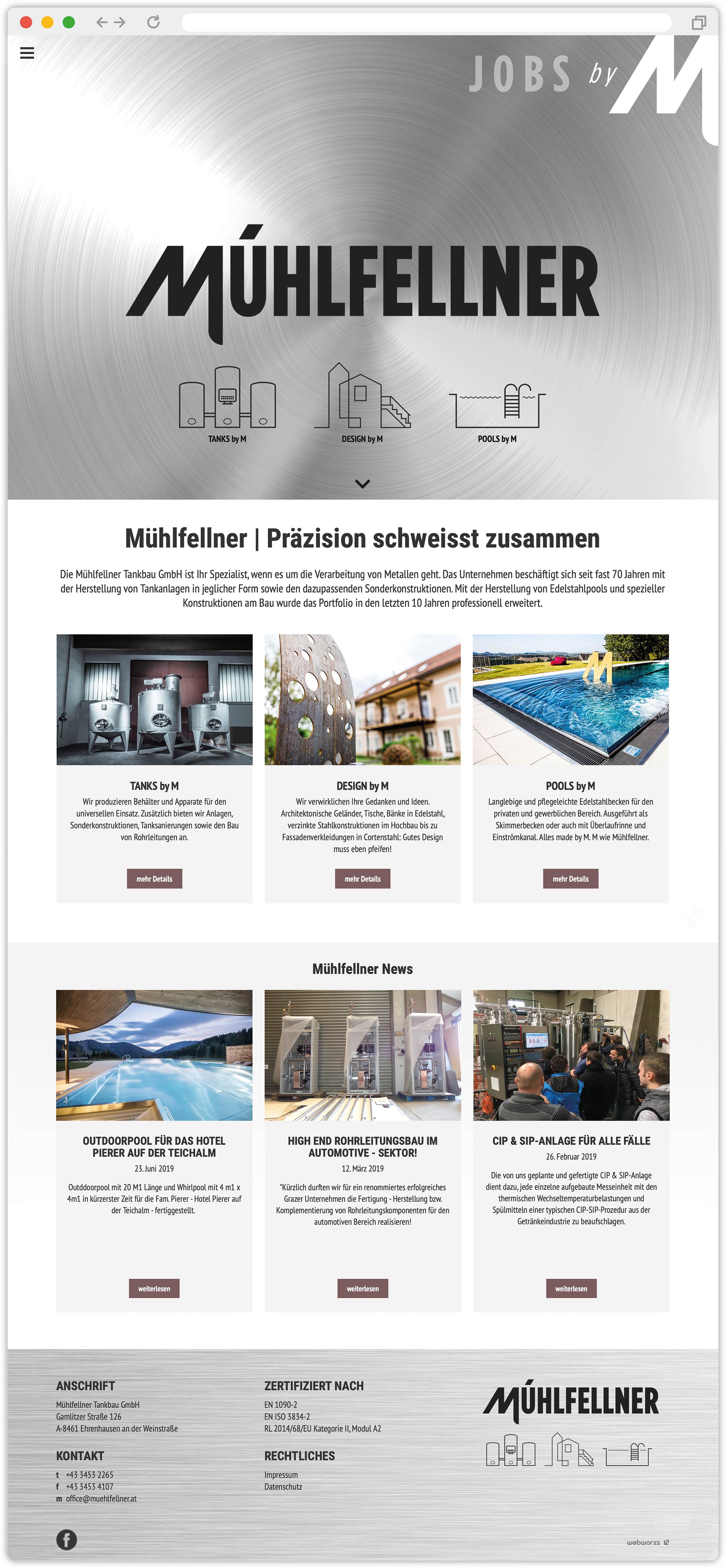Screenshot der Startseite von Mühlfellner Tankbau